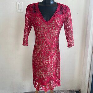 Red Lace/Mesh TOM FORD. Size 38 Made in Italy. Side zipper